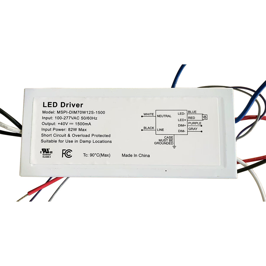 60W LED Power Supply AC120-277V (Dimmable)  MSPI-DIM70W12S-1500
