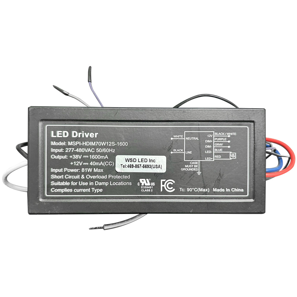 60W LED Power Supply AC277-480V (Dimmable)    MSPI-HDIM70W12S-1600
