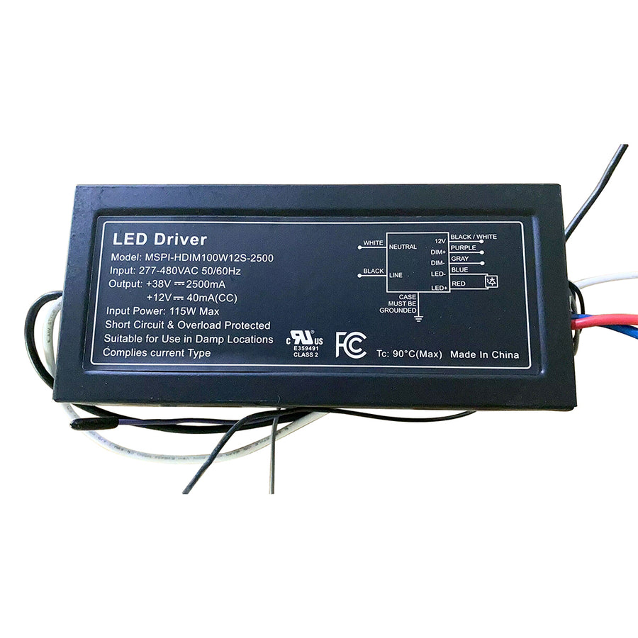 100W LED Power Supply AC277-480V (Dimmable)  MSPI-HDIM100A12S-2500