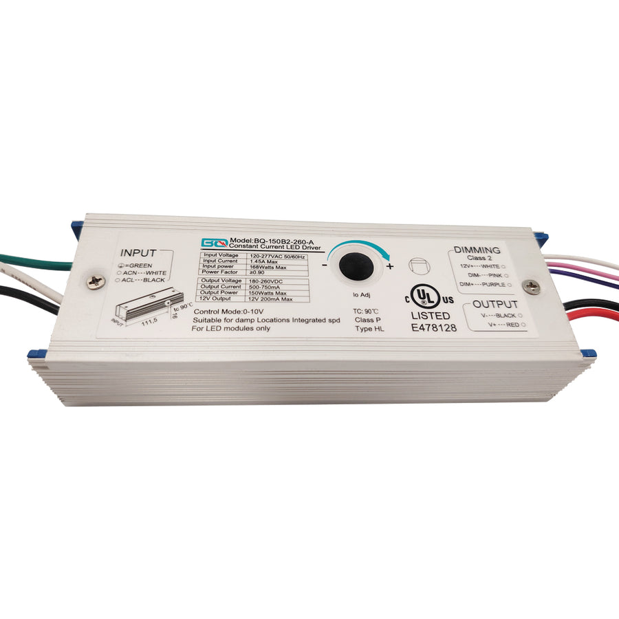 150W LED Power Supply AC120-277V AUX12Vdc  Output:180-260Vdc，Current：670m ABQ-150B2-260-A
