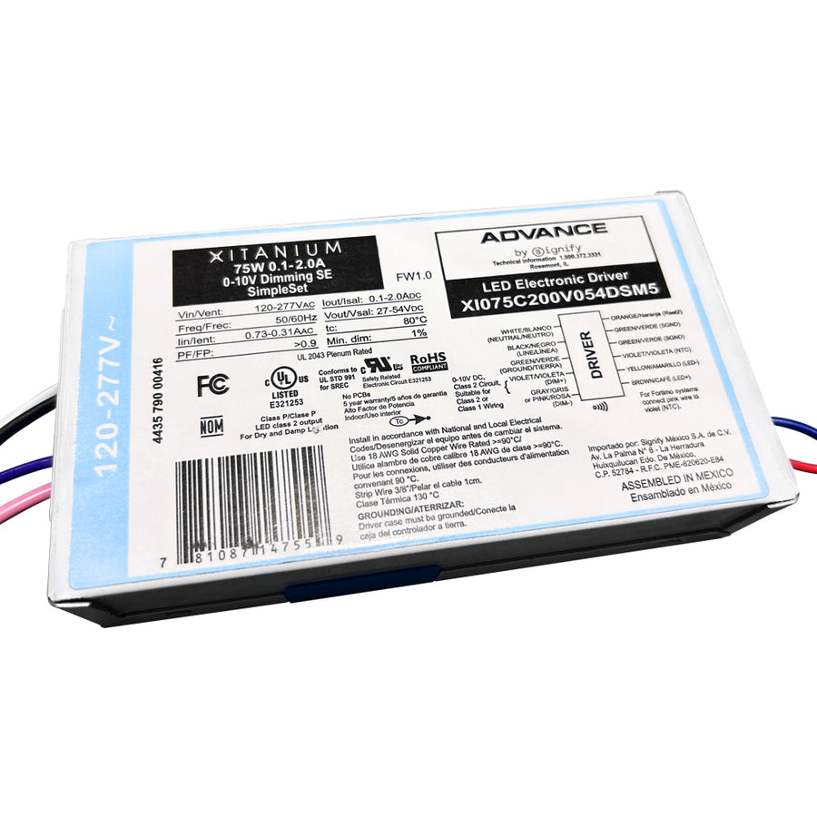 Advance Xitanium 1% Dimming 75W Driver (side entry)     XI075C200V054DSM5