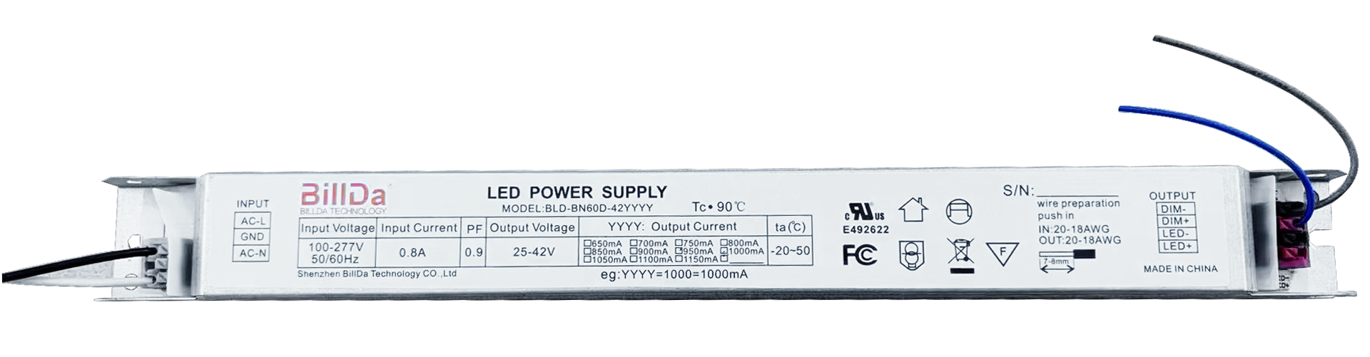 42W LED Power Supply AC120-277V  BLD-BN60D-421000