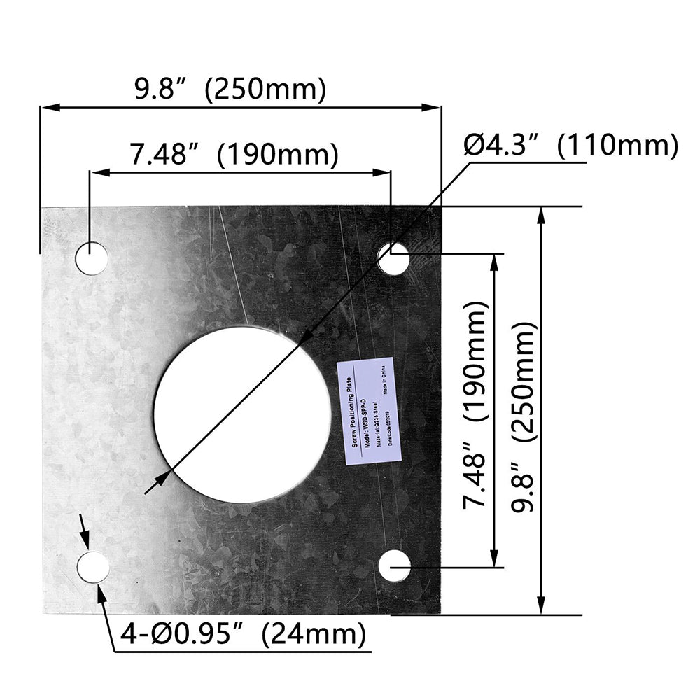 Screw Positioning Plate For 30 FT Steel Square Light Poles  WSD-SPP250-TM24