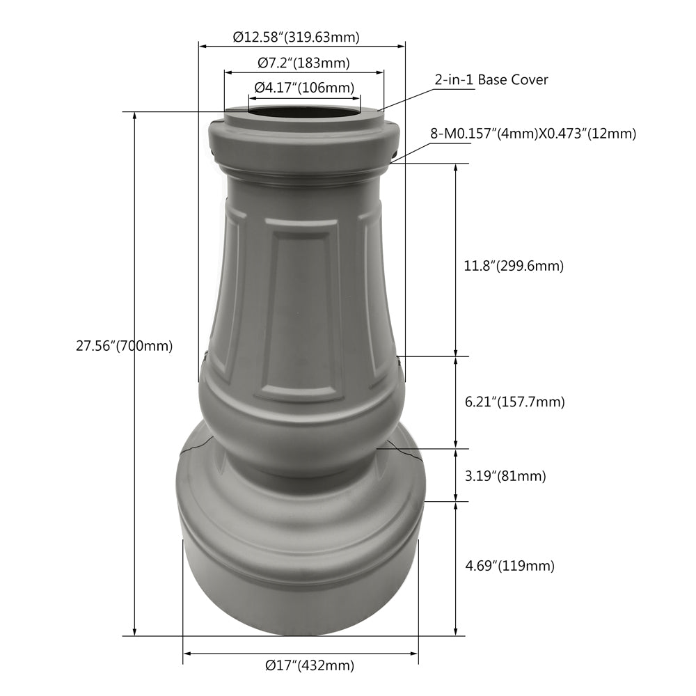 4 inch Decorative Aluminum Bases Cover For Round Light Pole  WSD-DBR4-D17H27-D