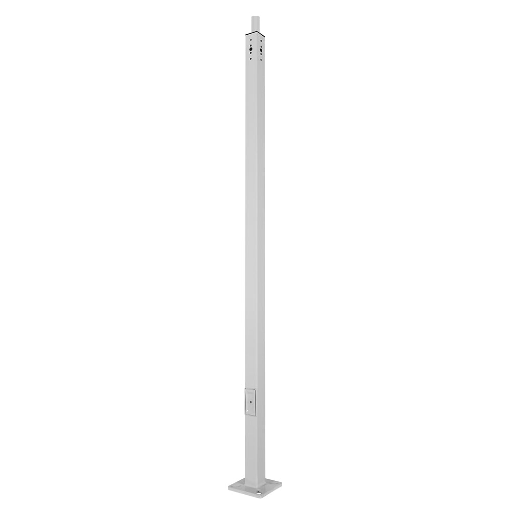 White 15 Foot Steel 4 Inch Square Light Pole  WSD-15FT4-11G-W-T