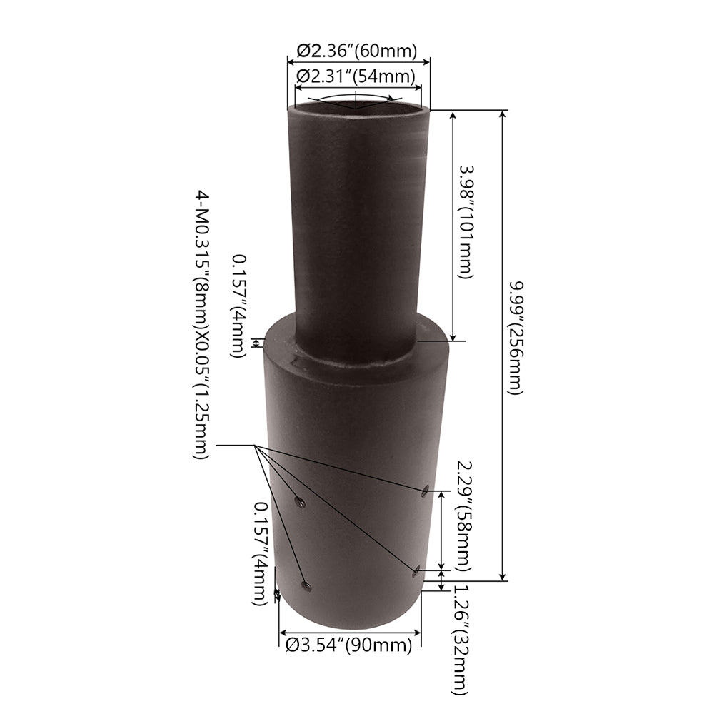 Tapered Light Pole Adaptor   WSD-TPVT-D3.86