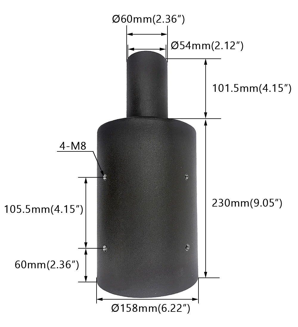 Round Tenon Adaptor 6 inch WSD-VT6-D