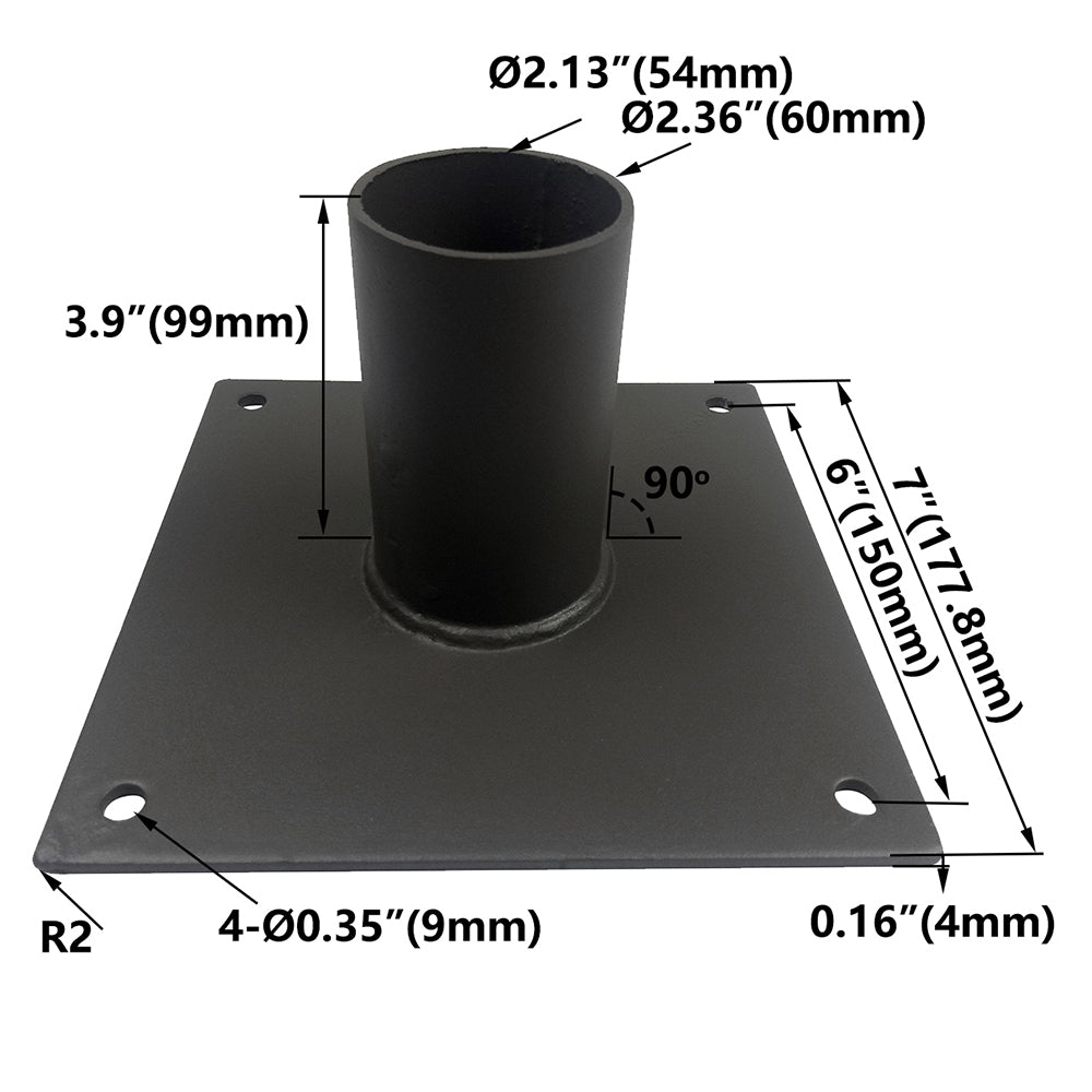 180° Wall Mount Bracket with 2-3/8" O.D. Tenon   WSD-ADP2.5-180L3.9-D