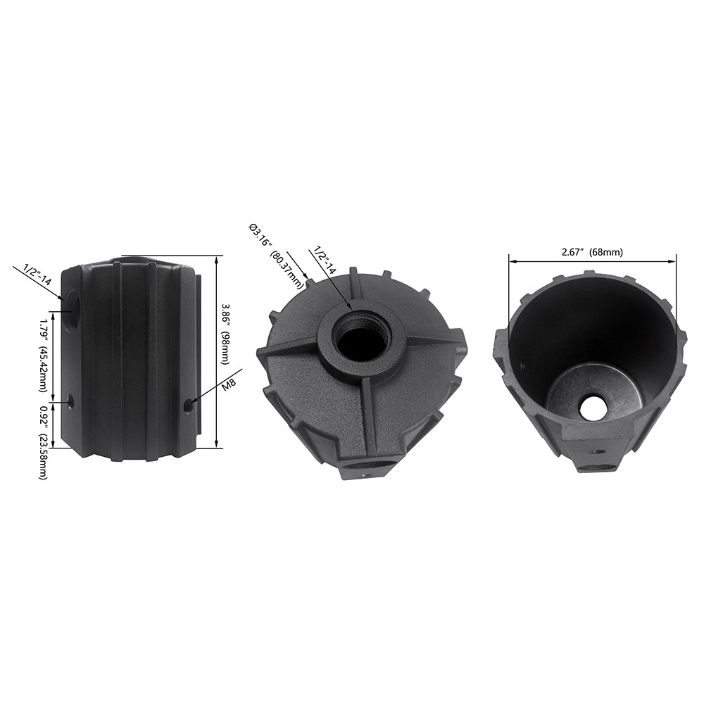 1/2" Round Pole Mount with 2-3/8" O.D. Tenon   WSD-TADP2.5-1/2-D