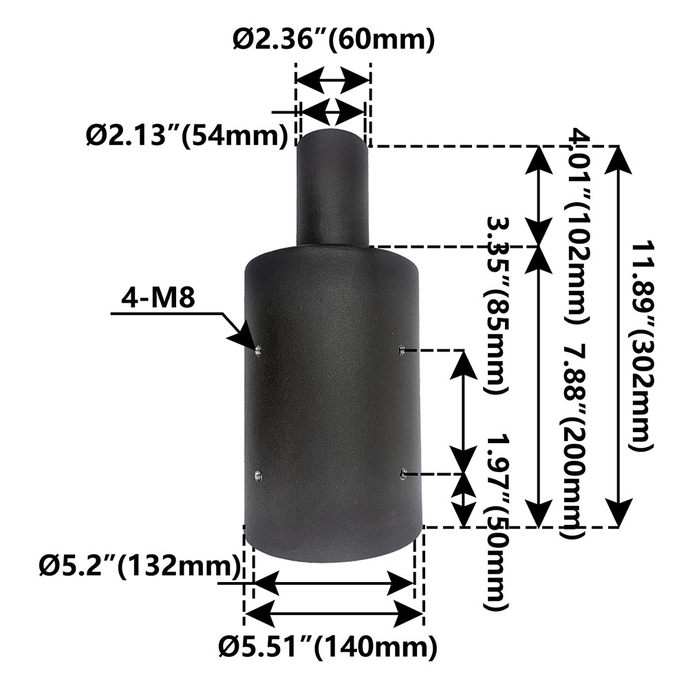 Round Tenon Adaptor 5 inch   WSD-VT5-D