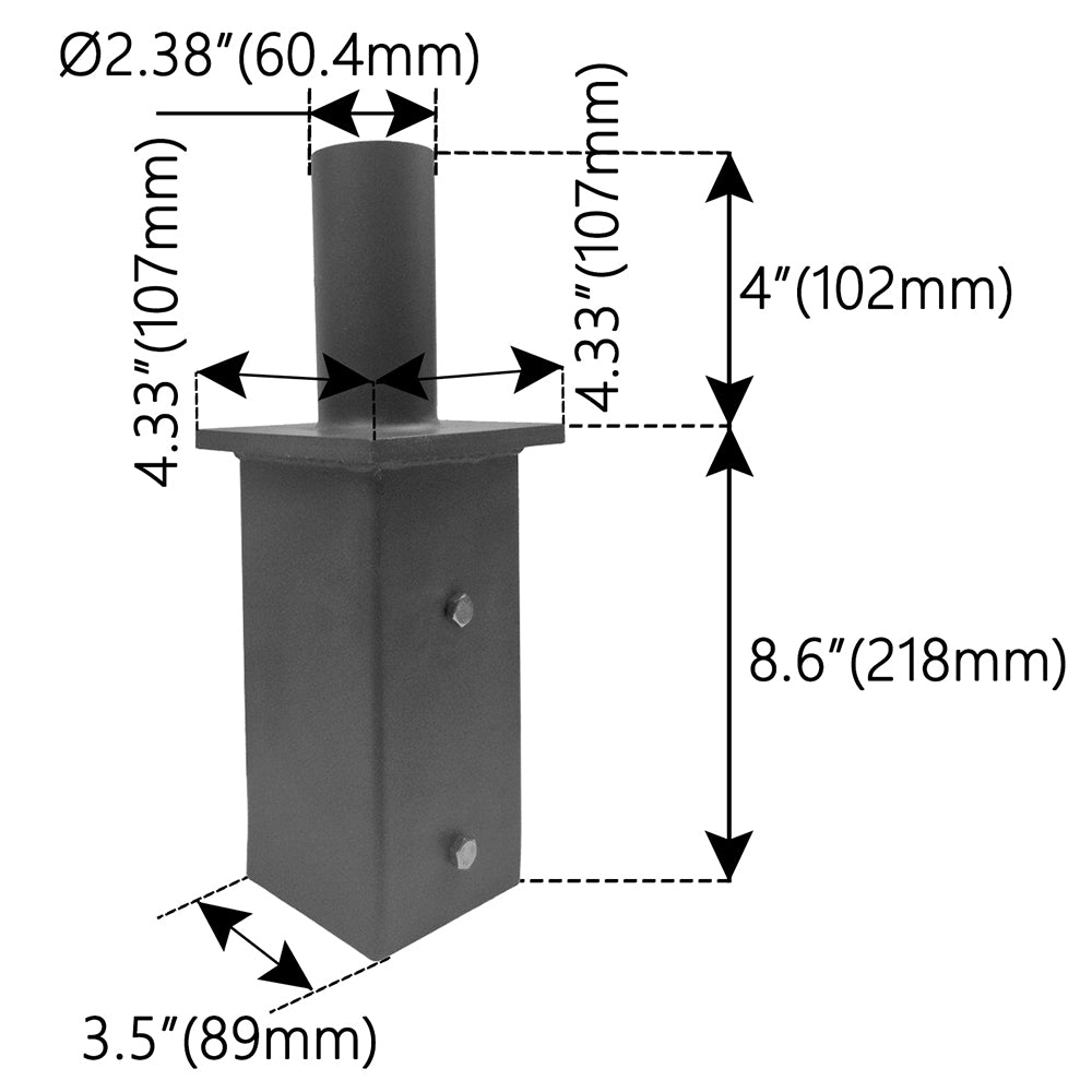 Square Tenon Adaptor 4 inch   WSD-VTS4-D